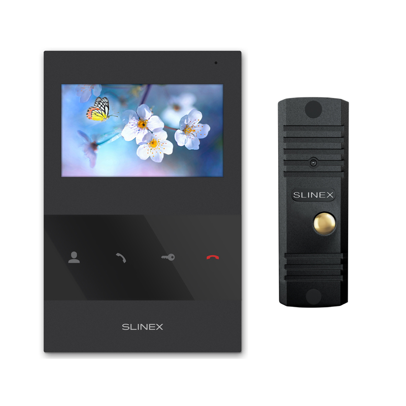 Slinex KIT SQ-04 цвет черный ML-16HR цвет черный. Комплект домофона 4" + панель вызова.