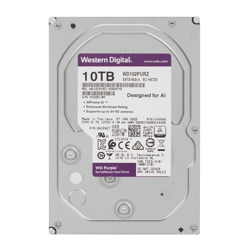 WD102PURZ-85BXPY0 HDD SATA 10TB, 3.5", 256MB, SATA 6 Gb/s Жесткий диск