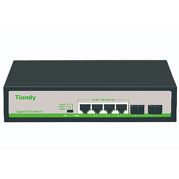 TIANDY TC-P3S06 Spec:F/0420/AT/55  Неуправляемый РоЕ коммутатор, 6 портов 4FE+2FE